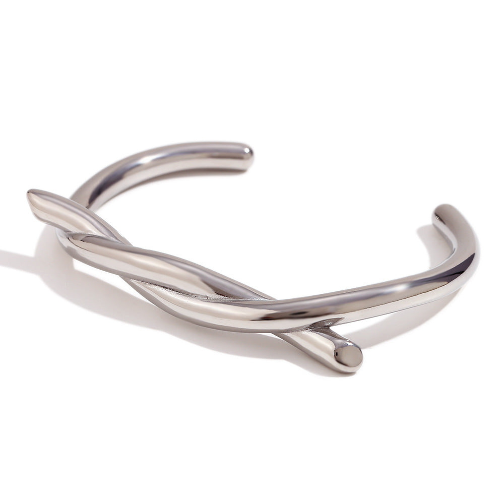 5 Pieces Minimalist Circle Stainless Steel 18K Gold Plated Bangles