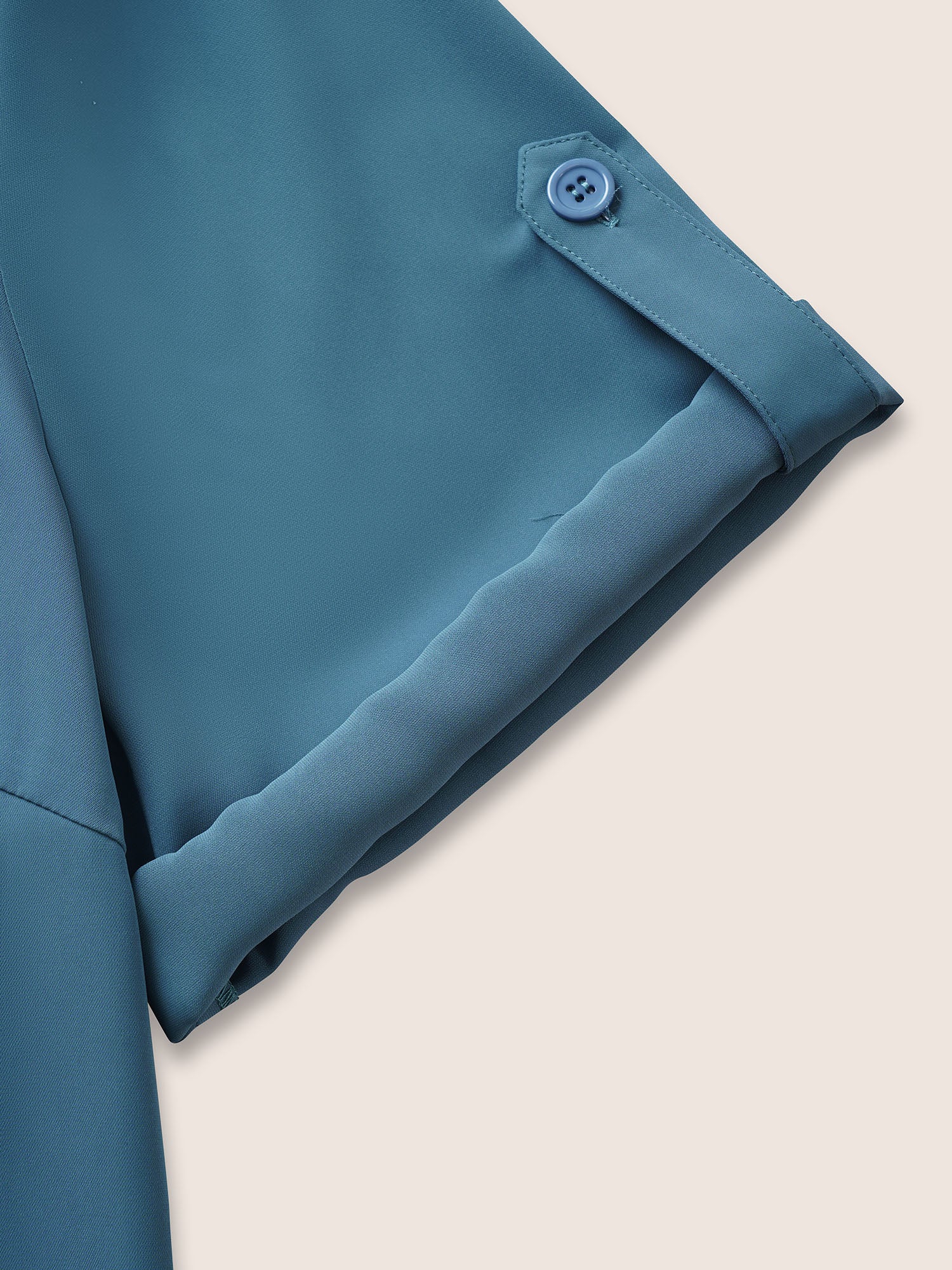 Anti-Wrinkle Shirt Collar Patched Pocket Tab Sleeve Blouse