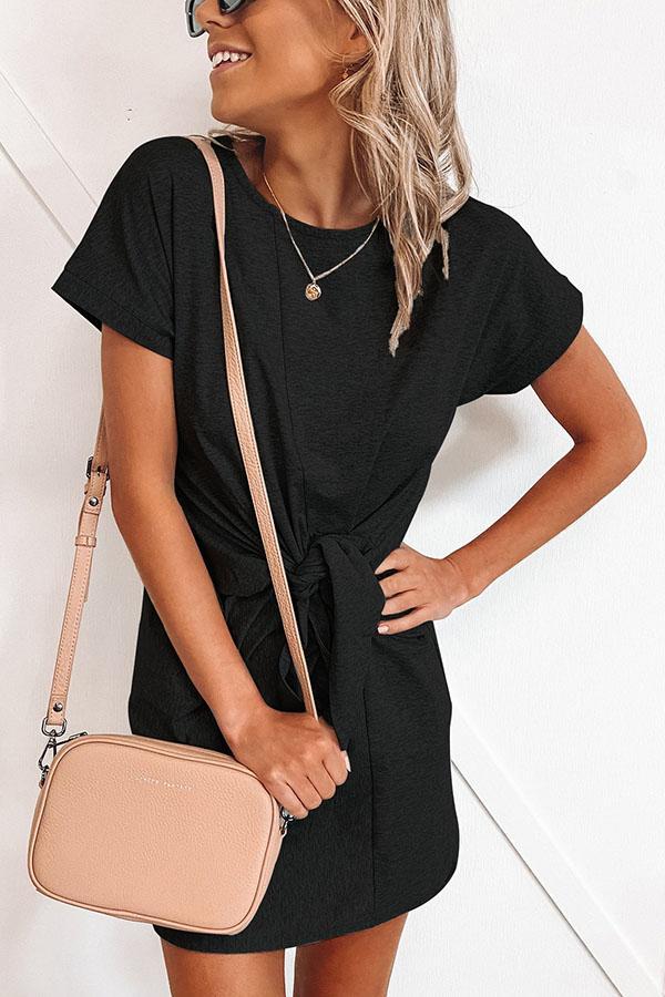 Short-sleeved Cotton Blend Dress