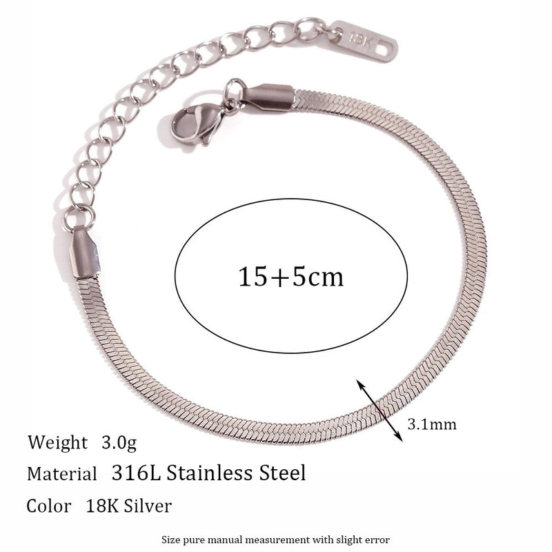 Minimalist Classic Style Oval 304 Stainless Steel Bracelets In Bulk