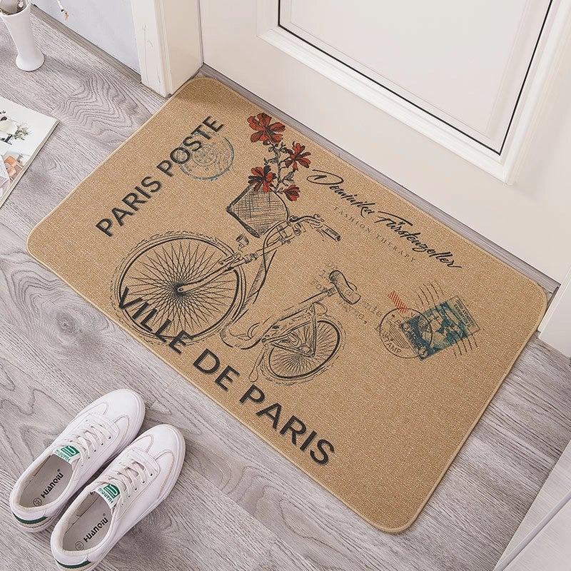Imitation Saber Hemp Printed Rubber Floor Mat Rubber Bathroom Anti-slip Mat Absorbent Carpet Floor Mat Entrance Door Mat