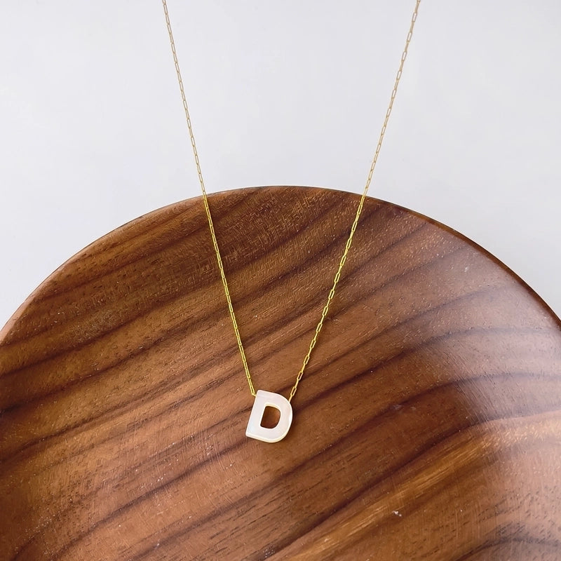 316L Stainless Steel  18K Gold Plated Minimalist Irregular Letter Shell Pendant Necklace