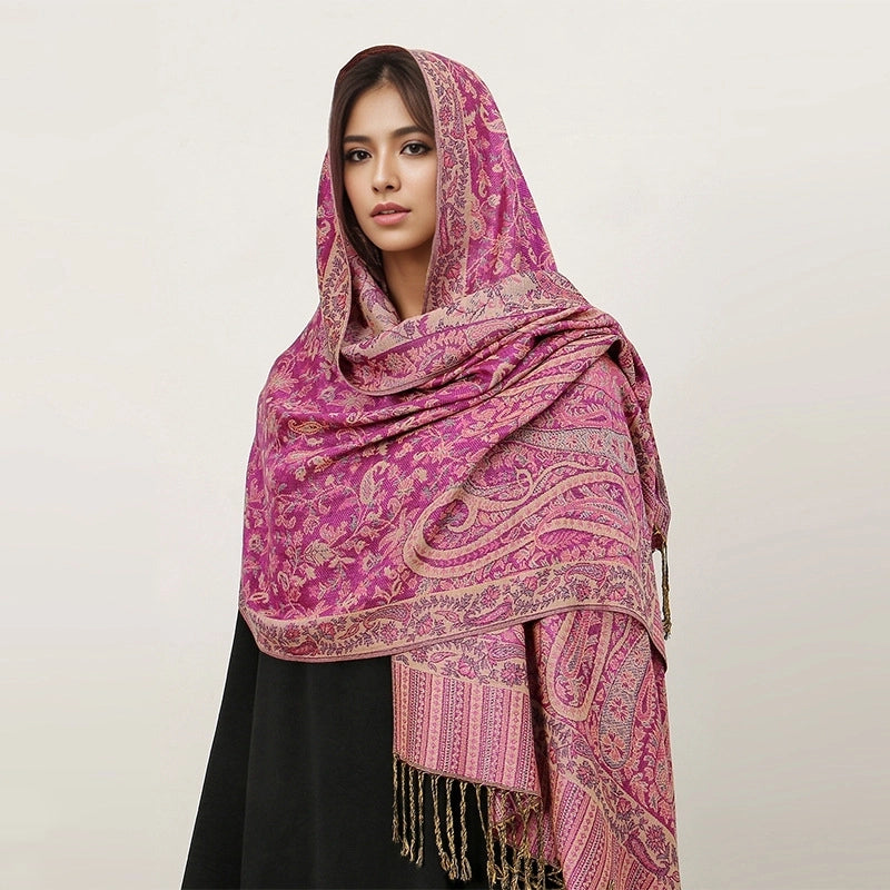 Women's Elegant Geometric Cotton Acrylic Shawl