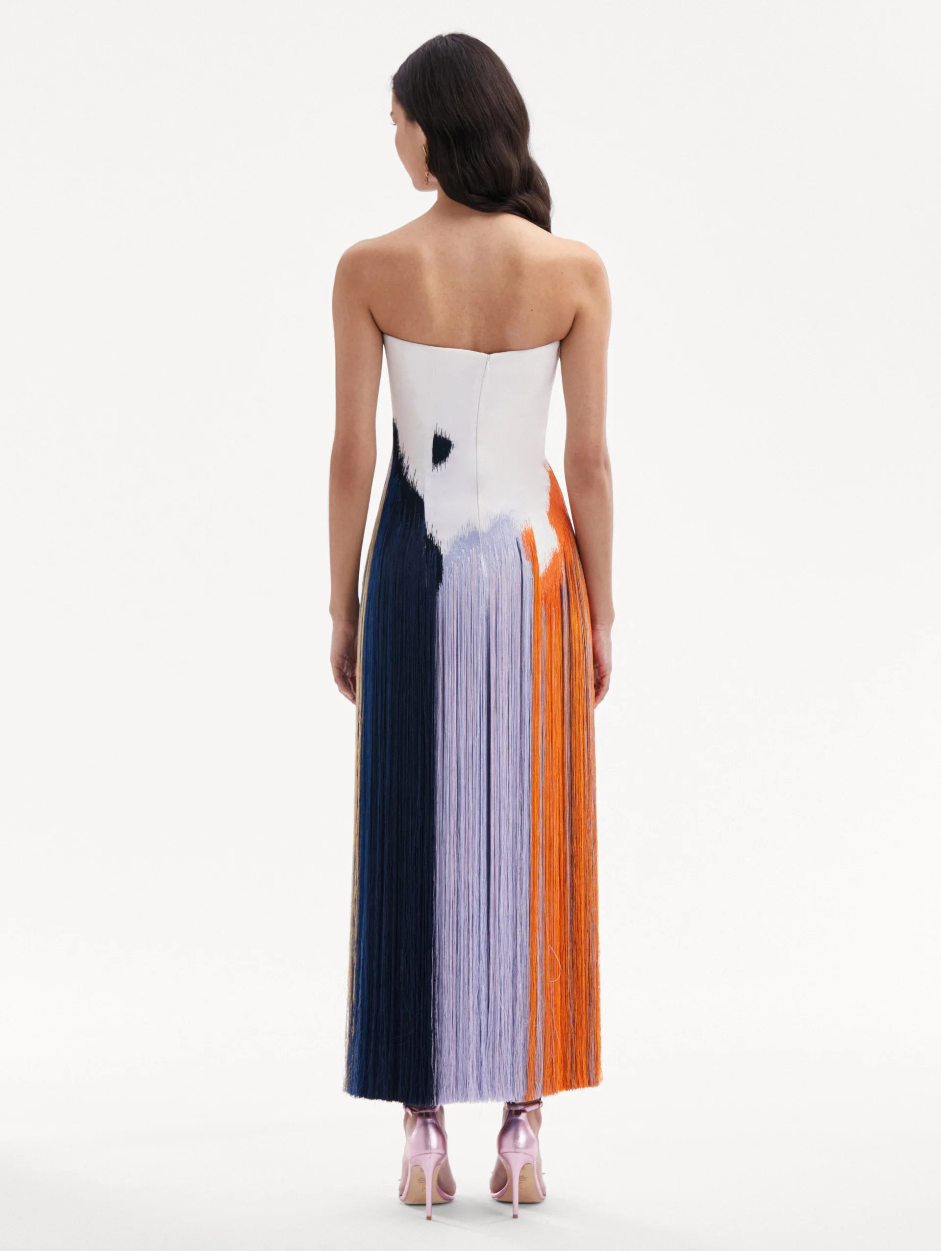 Elegant Strapless Fringe Cocktail Dress