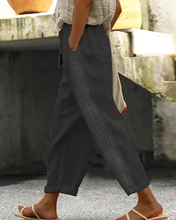 Casual Cotton Pocket Pants