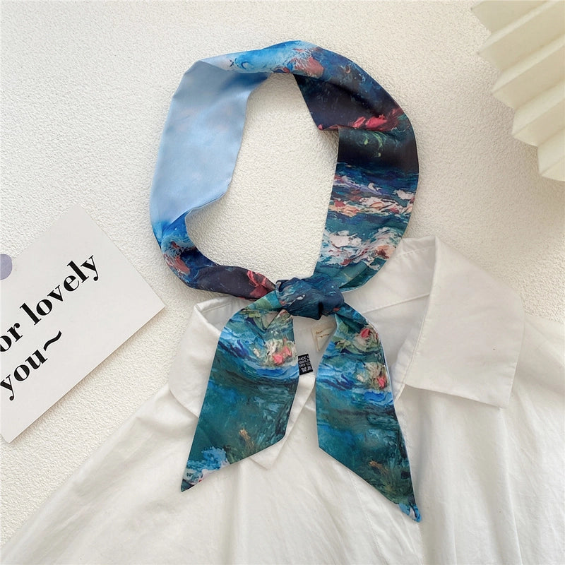 Women's Sweet Oil Painting Polyester Silk Scarves