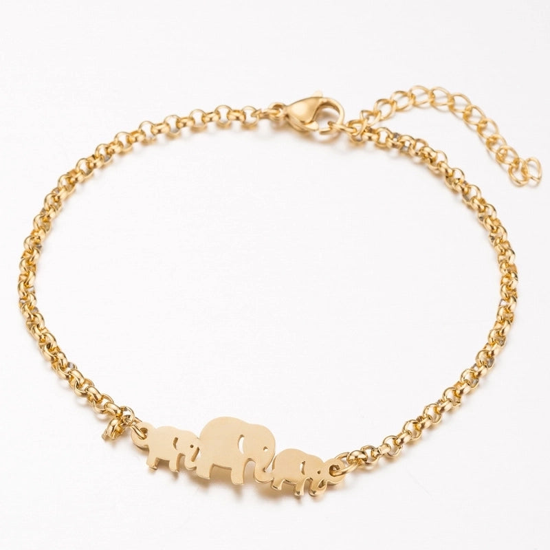 Women's Fashion Heart Butterfly Elephant Stainless Steel No Inlaid Bracelets Plating Stainless Steel Bracelets