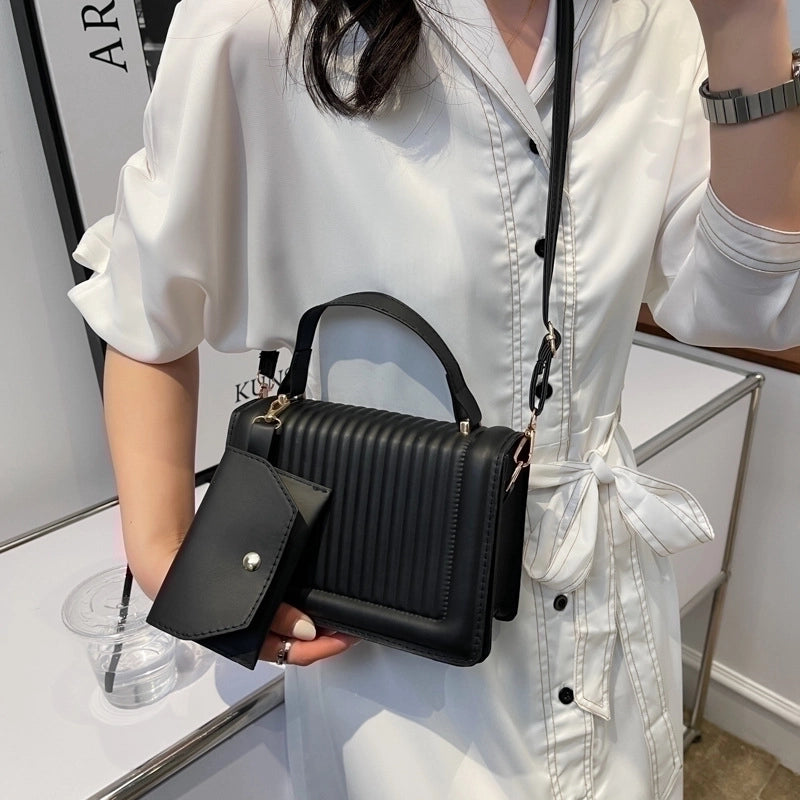 Women's Small Pu Leather Solid Color Basic Square Magnetic Buckle Handbag