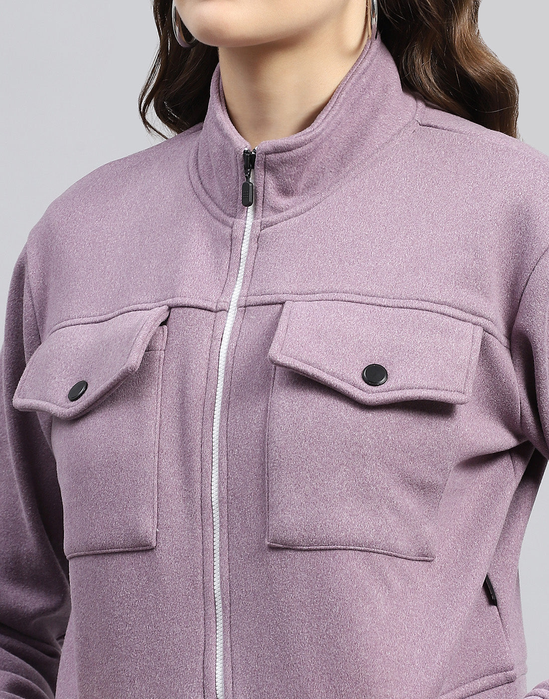 Women Purple Solid Turtle Neck Full Sleeve Sweatshirt