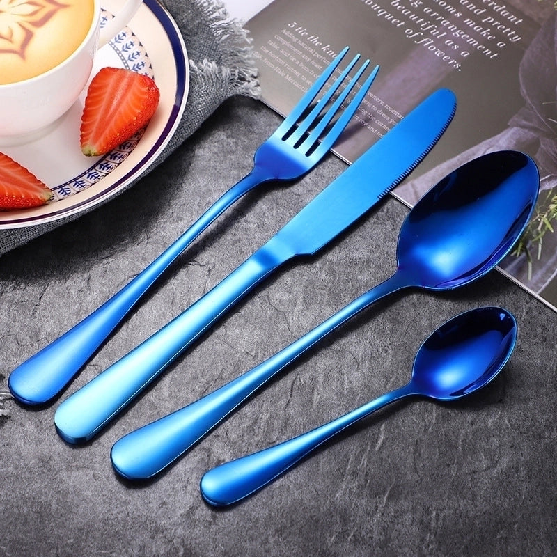 Fashion Solid Color Stainless Steel Tableware 4 Pieces