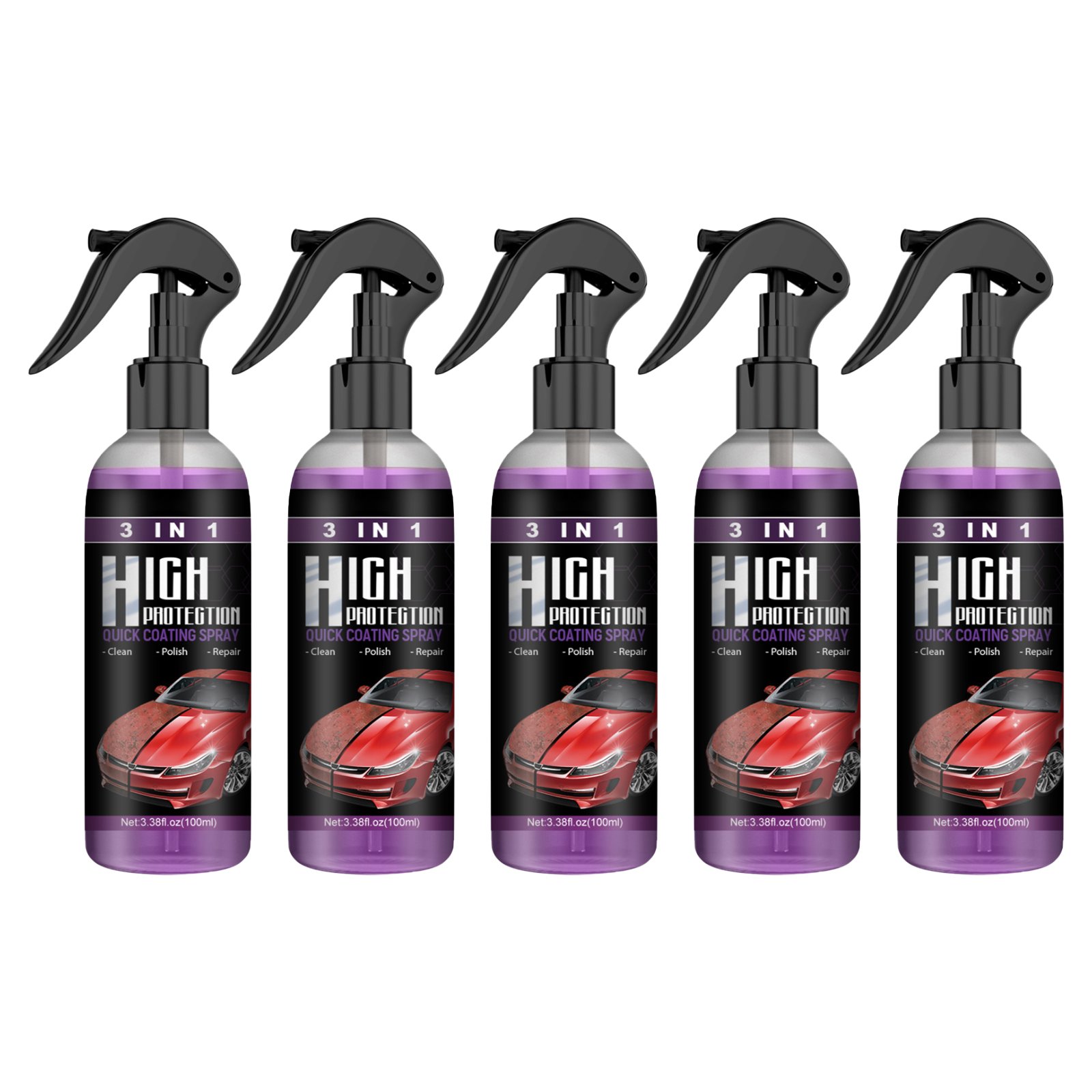 3 in 1 ceramic car coating spray. saves time and money. No more tedious car washing.