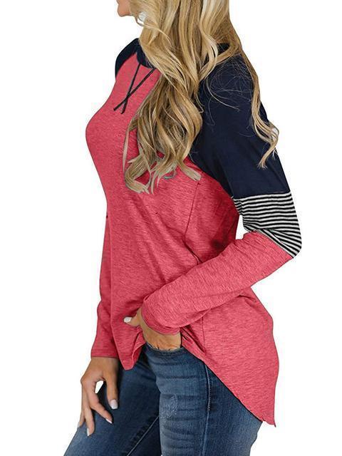 Striped Color Block Casual Tunic Tops