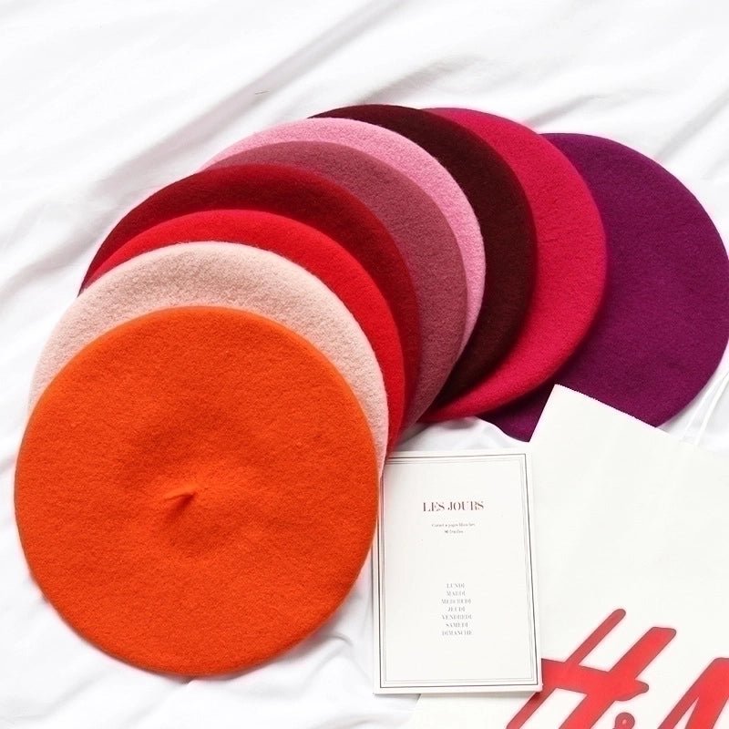 Women's Korean Style Solid Color Plush Eaveless Beret Hat
