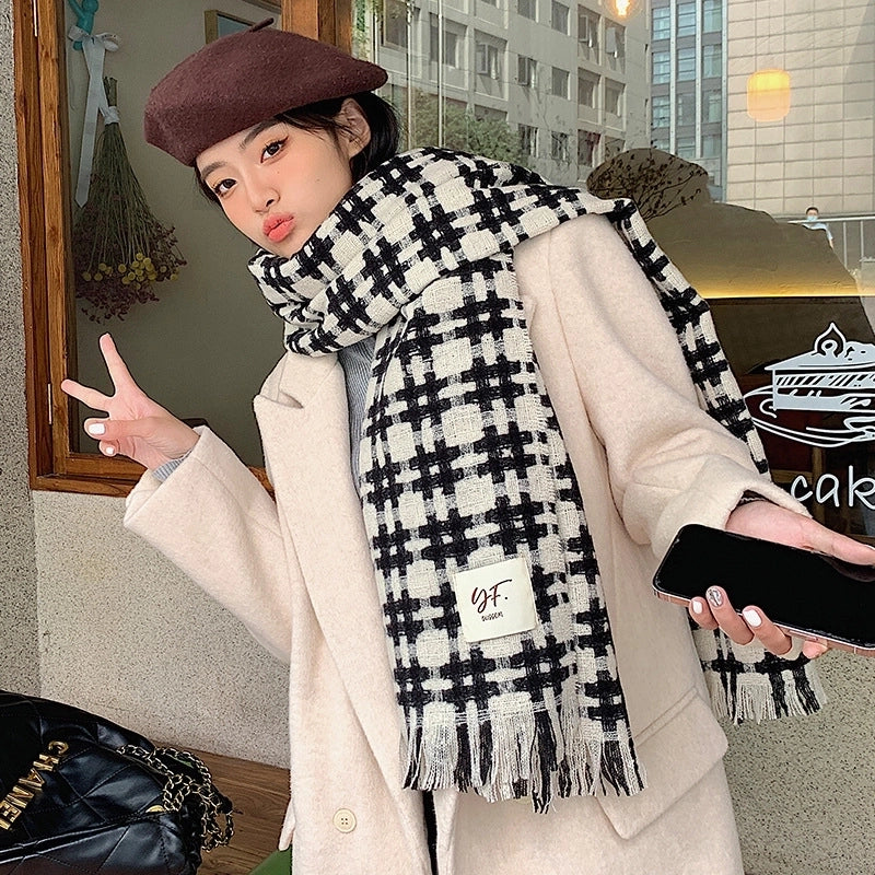 Women's Lady Streetwear Plaid Polyester Scarf