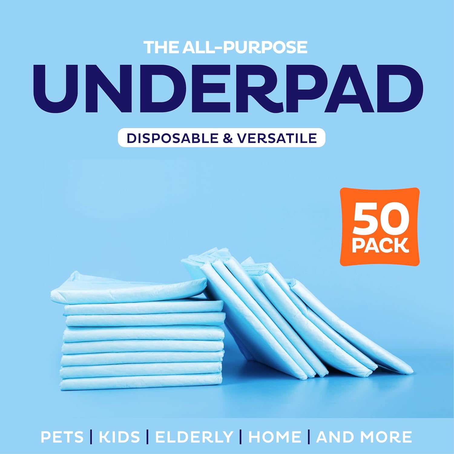 Chucks Pads Disposable 30x36 Underpads [50-Pack] Incontinence Chux Pads Absorbent Fluff Protective Bed Pads - Extra Large Pee Pads for Kids. Adults & Elderly | Leak Proof Puppy Pads for Training - XXL