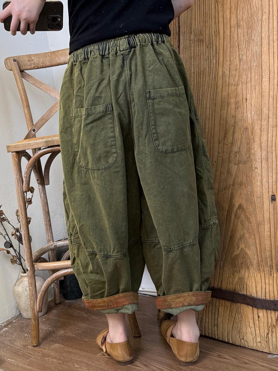 Women Summer Retro Pure Color Harem Pants