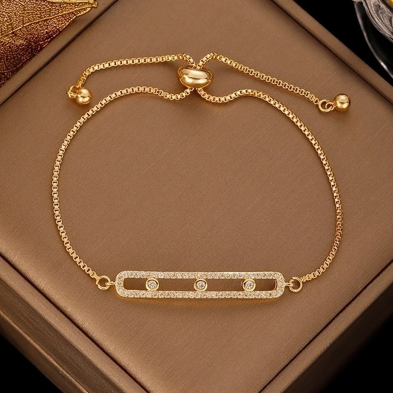 Minimalist Geometric Stainless Steel Plating Inlay Artificial Pearls Bracelets