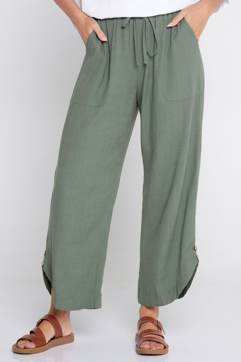 Felicity Linen Pants - Khaki