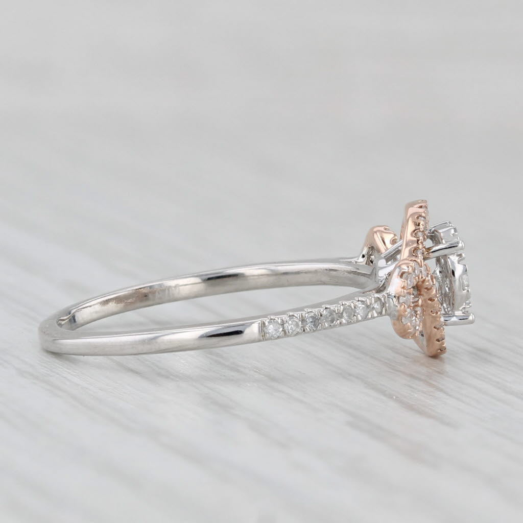 0.28ctw Diamond Cluster Engagement Ring 10k White Rose Gold Size 7.75