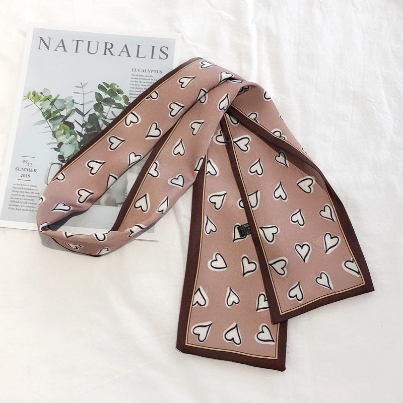 Women's Elegant Sweet Heart Shape Satin Printing Silk Scarf
