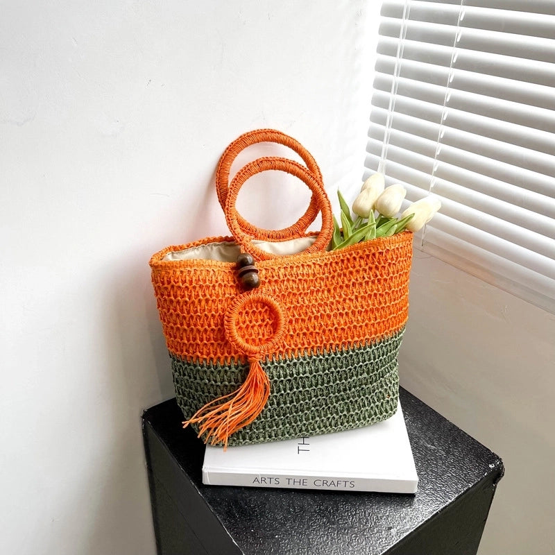 Women's Medium All Seasons Straw Streetwear Handbag