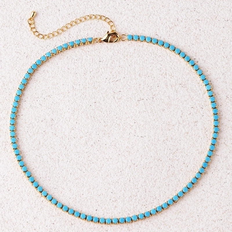 Copper Inlay Solid Color Zircon Copper Necklaces