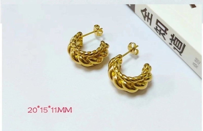 1 Pair Minimalist C Shape Plating Titanium Steel Ear Studs