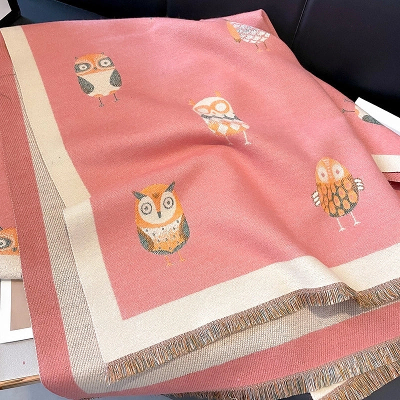 Women's Cute Sweet Owl Polyester Shawl