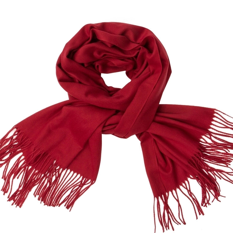 Women's Minimalist Tassel Solid Color Imitation Cashmere Scarf