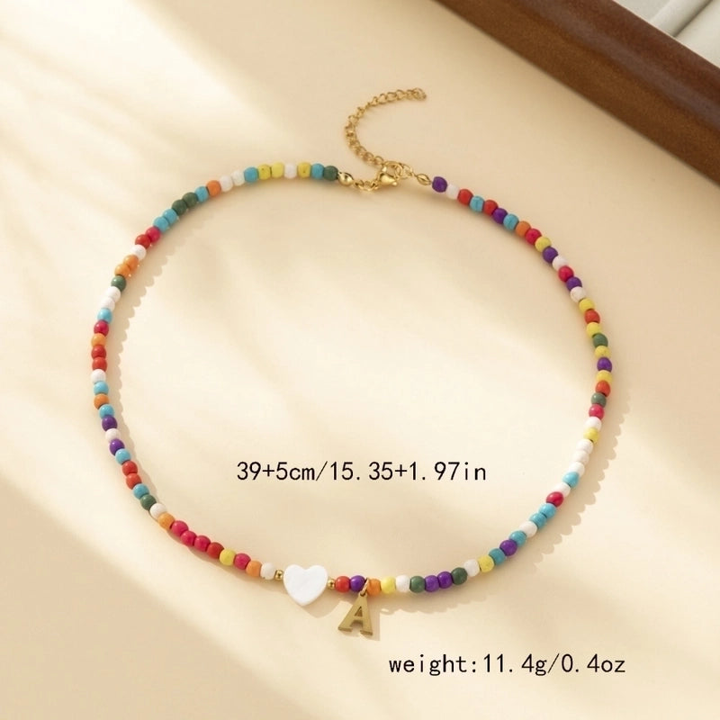 Cute Geometric 304 Stainless Steel Beaded Chain Pendant Necklace