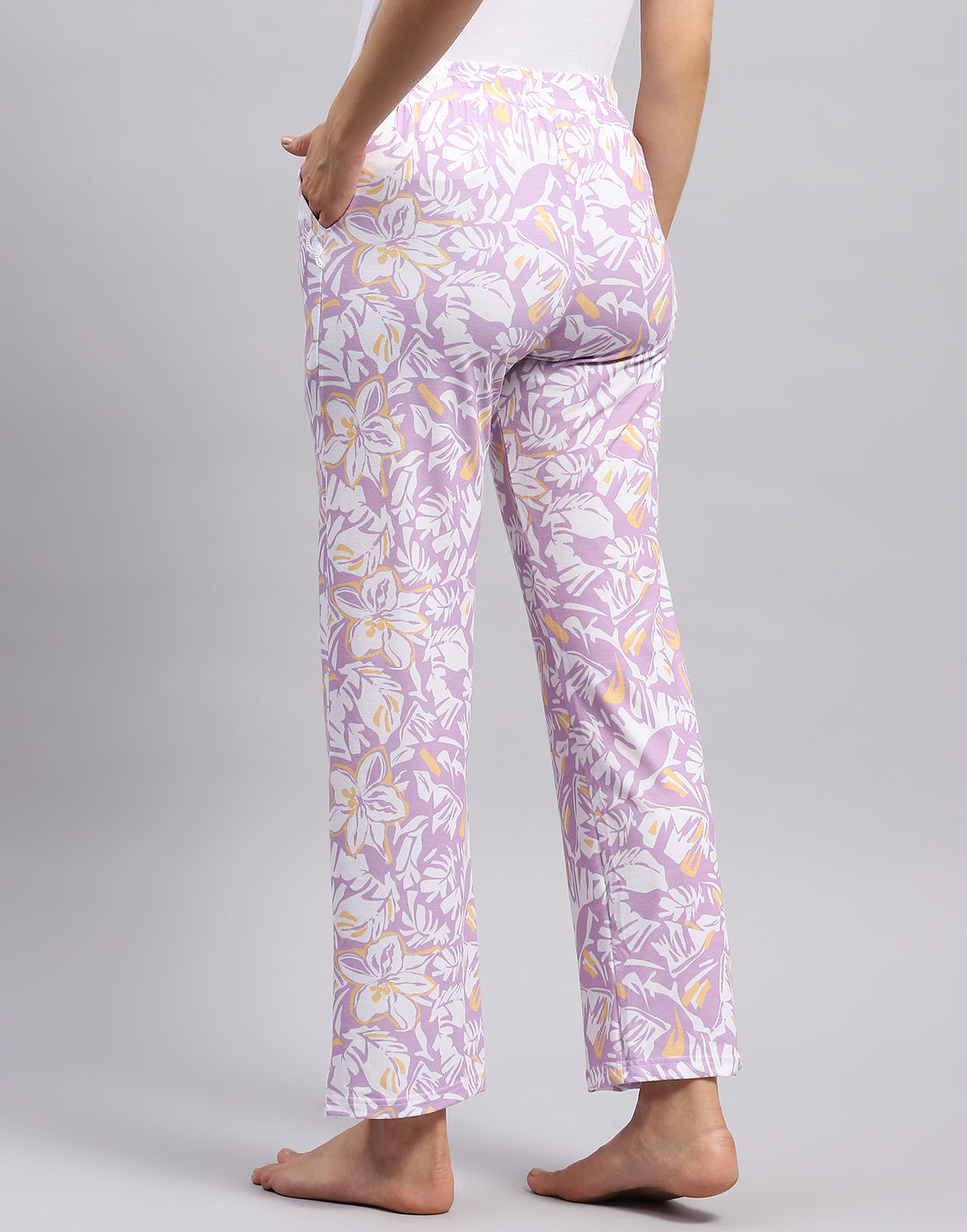 Women Purple Printed Regular Fit Lower