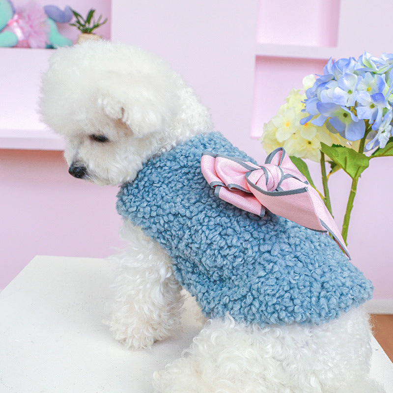 Bow Warm Fleece Dog Vest Jacket