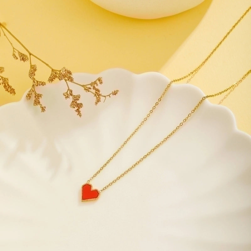 Titanium Steel 18K Gold Plated Vintage Style Plating Dog Heart Shape Pendant Necklace