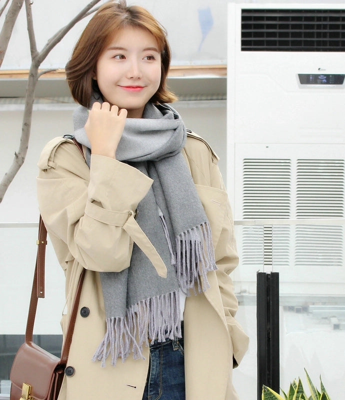 Autumn And Winter New Thickened Cashmere Double-Sided Scarf Women's Popular Versatile Color Matching Shawl Scarf