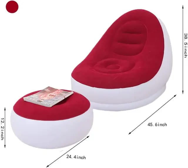 2-IN-1 Inflatable Lounge Sofa Bed Set. Portable Lazy Flocking with Footstool