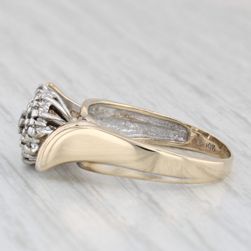 0.45ctw Diamond Cluster Bypass Ring 10k White Yellow Gold Size 8 Engagement