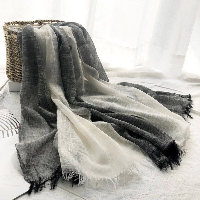 Unisex Sweet Color Block Polyester Long-staple Cotton Sewing Cotton Linen Scarves