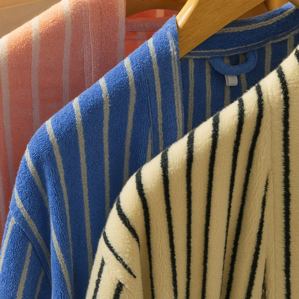 Comfortable Striped Cotton Bathrobe