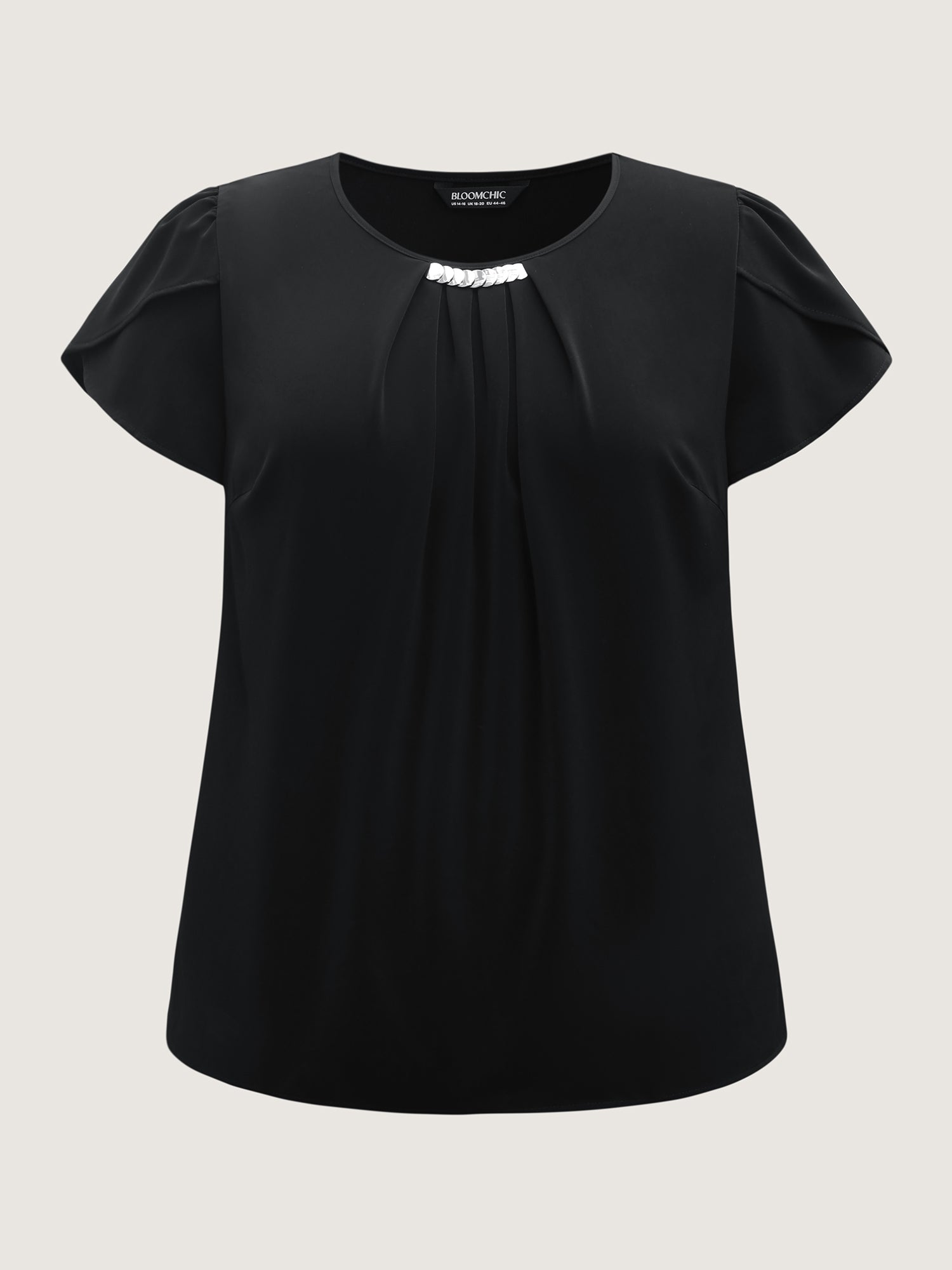 Metallic Detail Pleated Solid Blouse