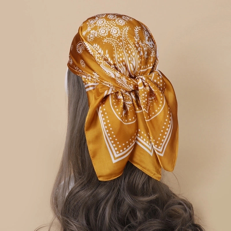 Women's Vintage Style Color Block Polyester Silk Scarf