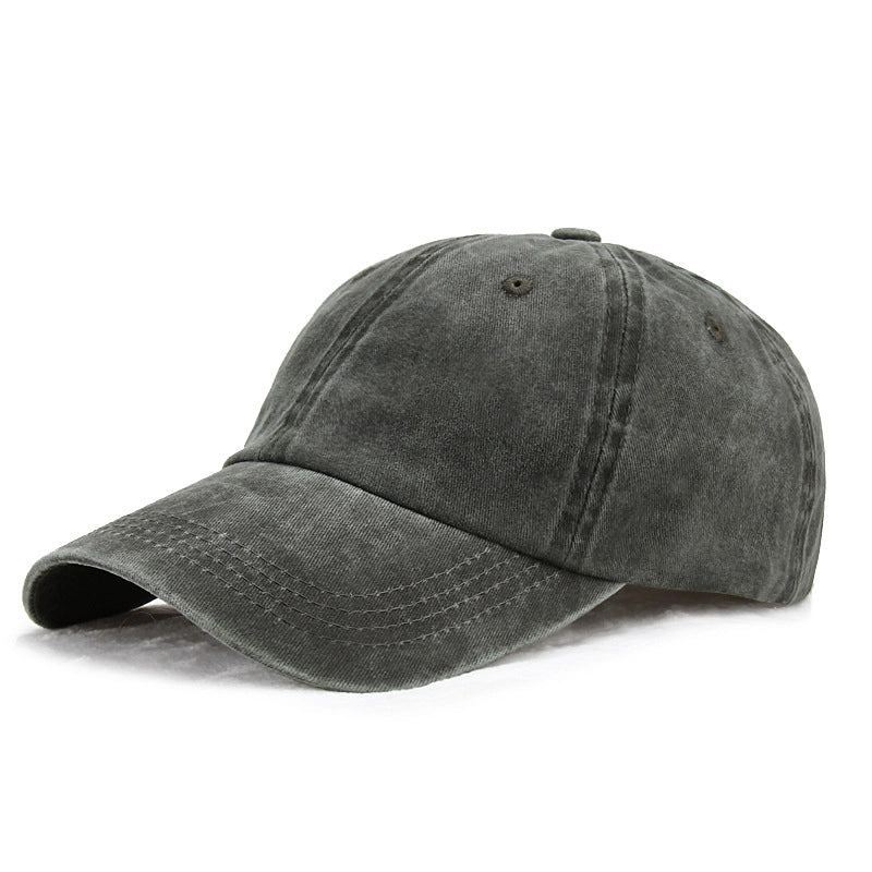Hat Men's Summer Washed Denim Baseball Cap Old Vintage Solid Color Light Plate Cap Soft Top Curved Eave Sunhat