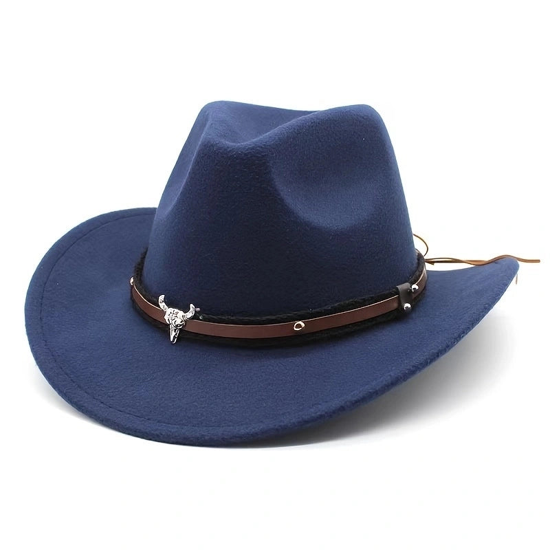 Tibetan Curling Top Hat Western Cowboy Hat Tibetan Felt Hat New Cow Head Grassland Plateau Ethnic Style Outdoor Hat