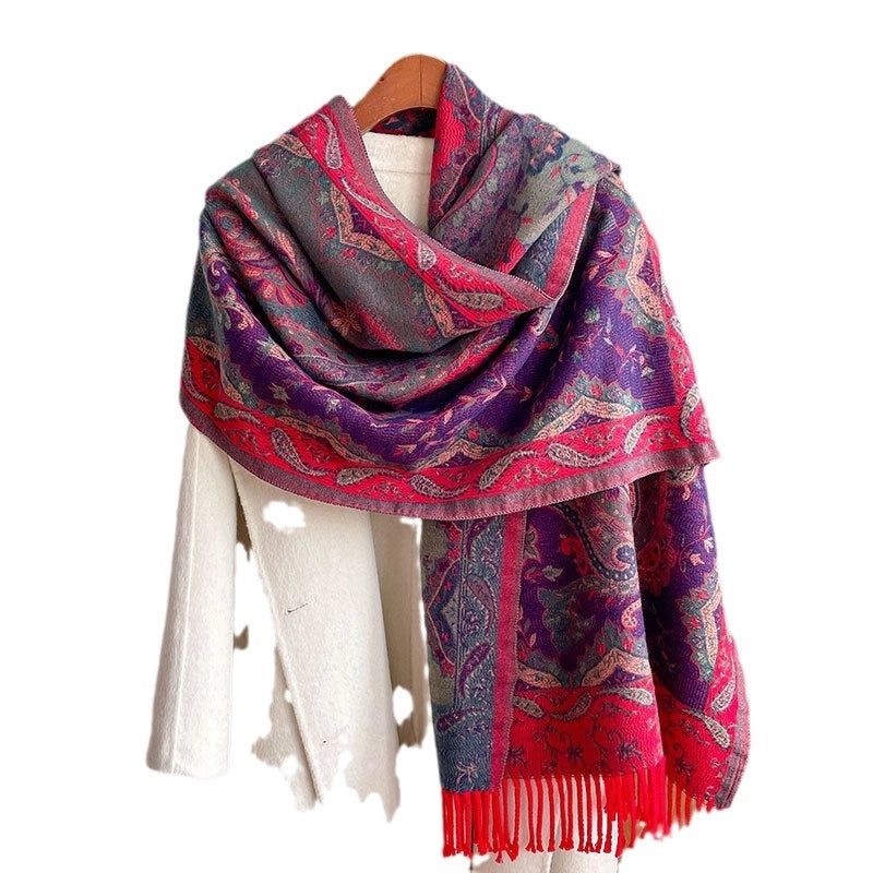 Unisex Ethnic Style Printing Imitation Cashmere Tassel Scarf