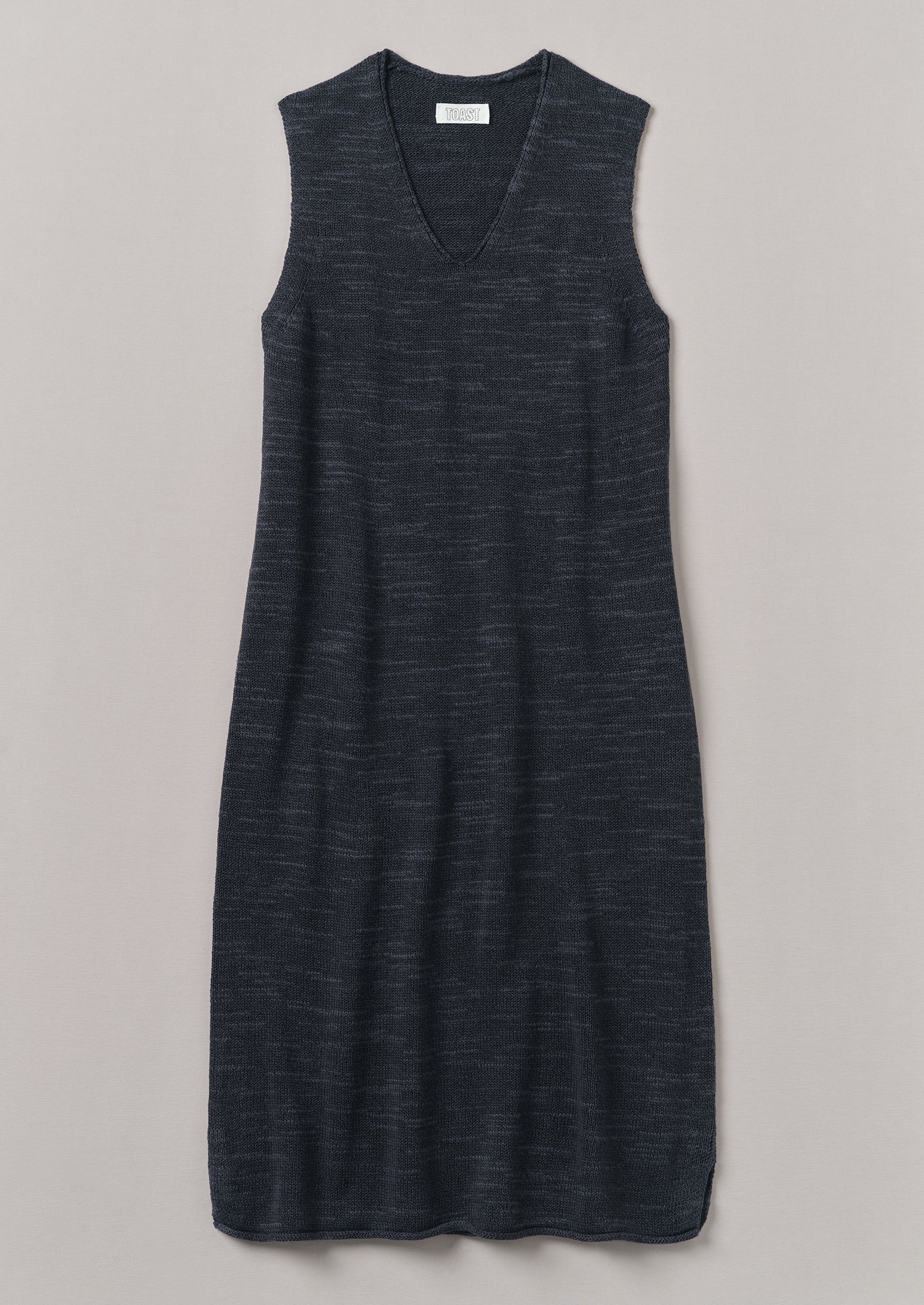 Linen Cotton Knitted Dress | Dark Navy