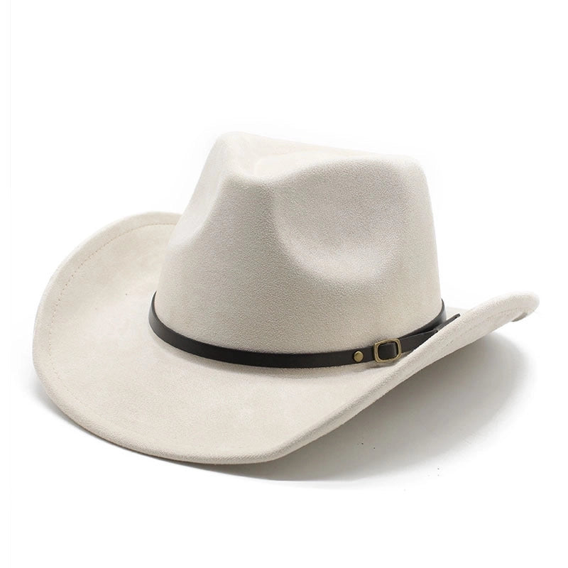 New Western Cowboy Hat Brown Jazz Hat Men And Women Ethnic Style Autumn And Winter Felt Hat Big Brim Hat