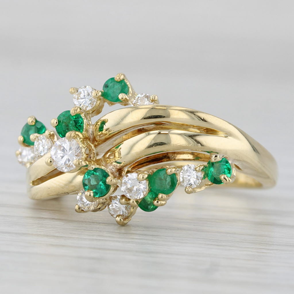 Kurt Wayne 0.82ctw Emerald Diamond Ring 18k Yellow Gold Size 8