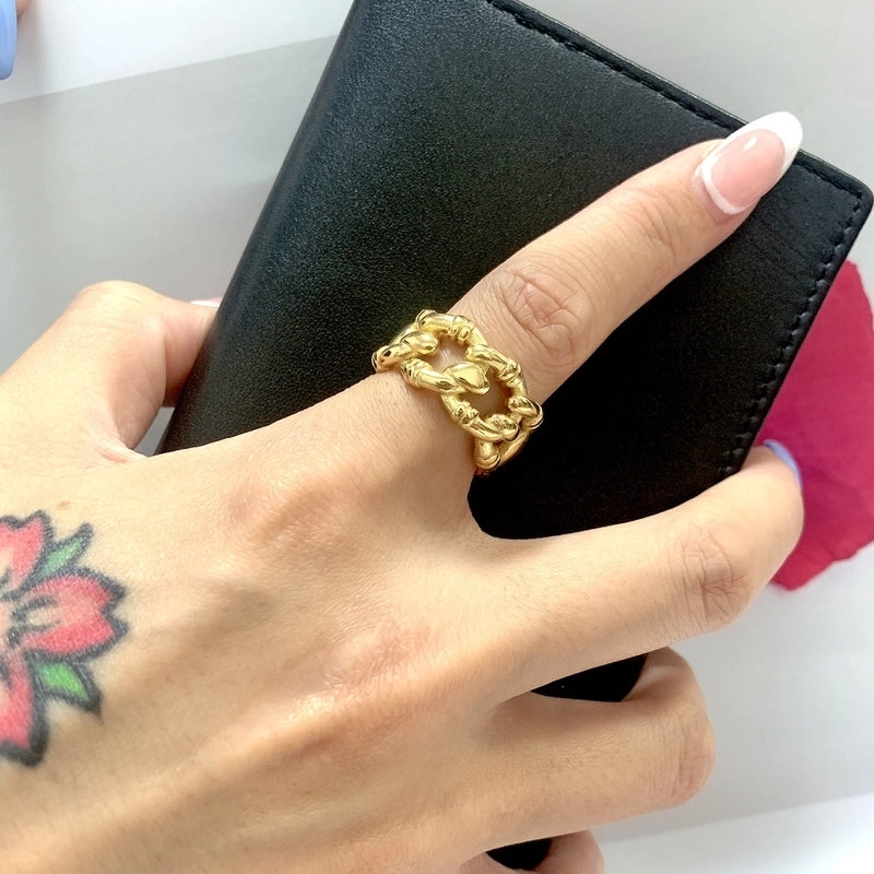 Commute Geometric 304 Stainless Steel Titanium Steel 18K Gold Plated Plating Rings