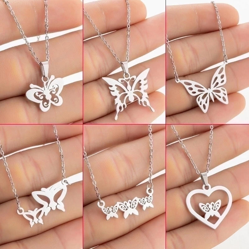 Fashion Butterfly 201 Stainless Steel 18K Gold Plated Plating Stainless Steel Necklaces