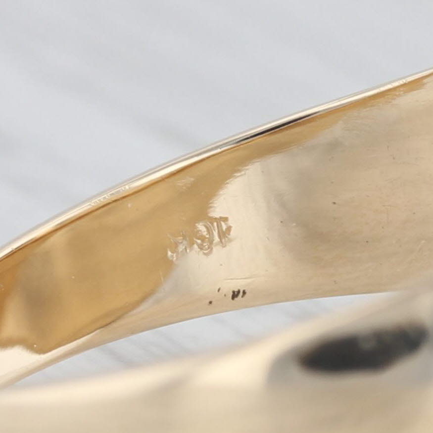 Onyx Diamond Men's Signet Ring 10k Yellow Gold Size 12 Vintage