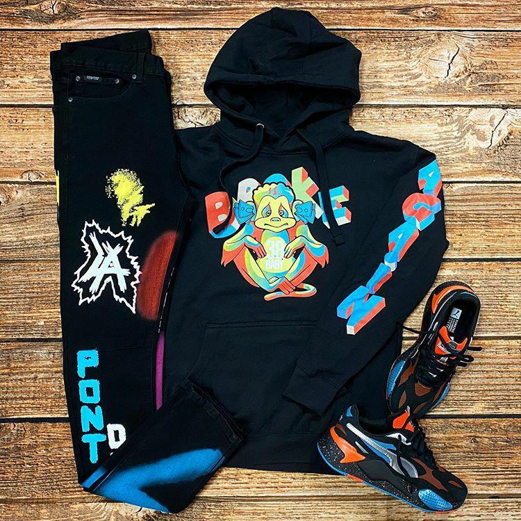 Fashionable colorful cartoon hooded sweater suit